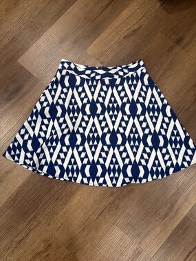 The Impeccable Pig Navy and White Geometric Skirt